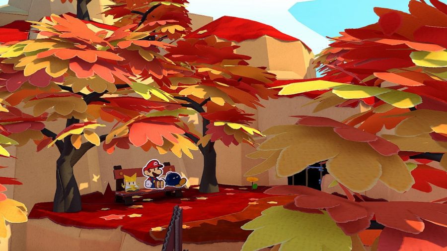 Uma captura de tela de um dos melhores jogos do Mario, Paper Mario: The Origami King