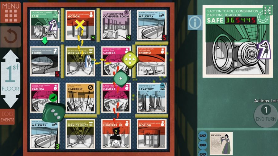 Um tabuleiro de jogo Burgle Bros