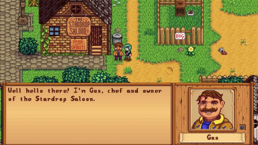 Gus de Stardew Valley se apresentando