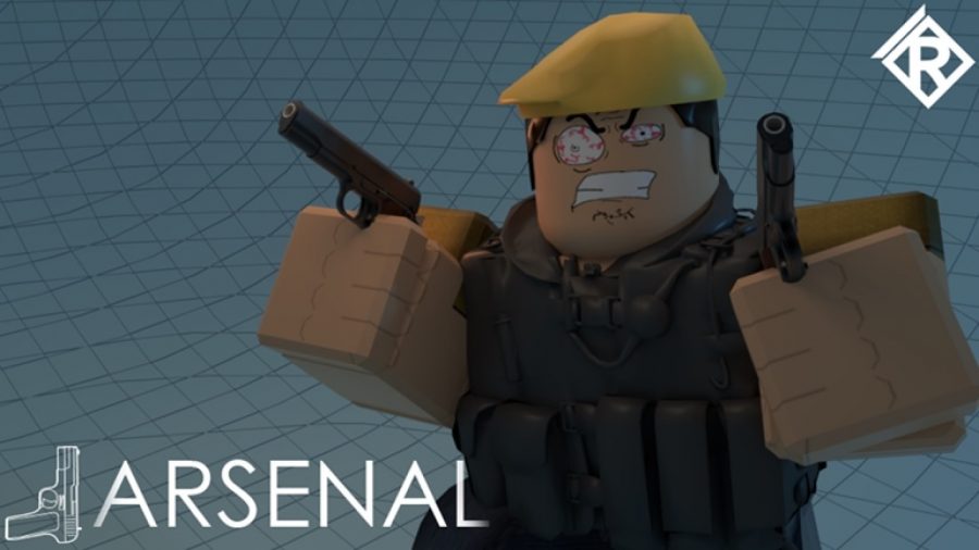 Um personagem do Arsenal usando uma boina com olhos enlouquecidos usa pistolas duplas 