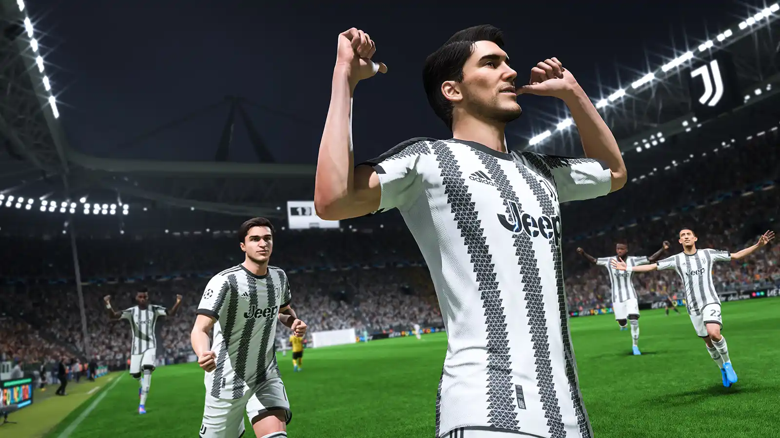 Fifa 23 captura de tela do jogador da juventus comemorando