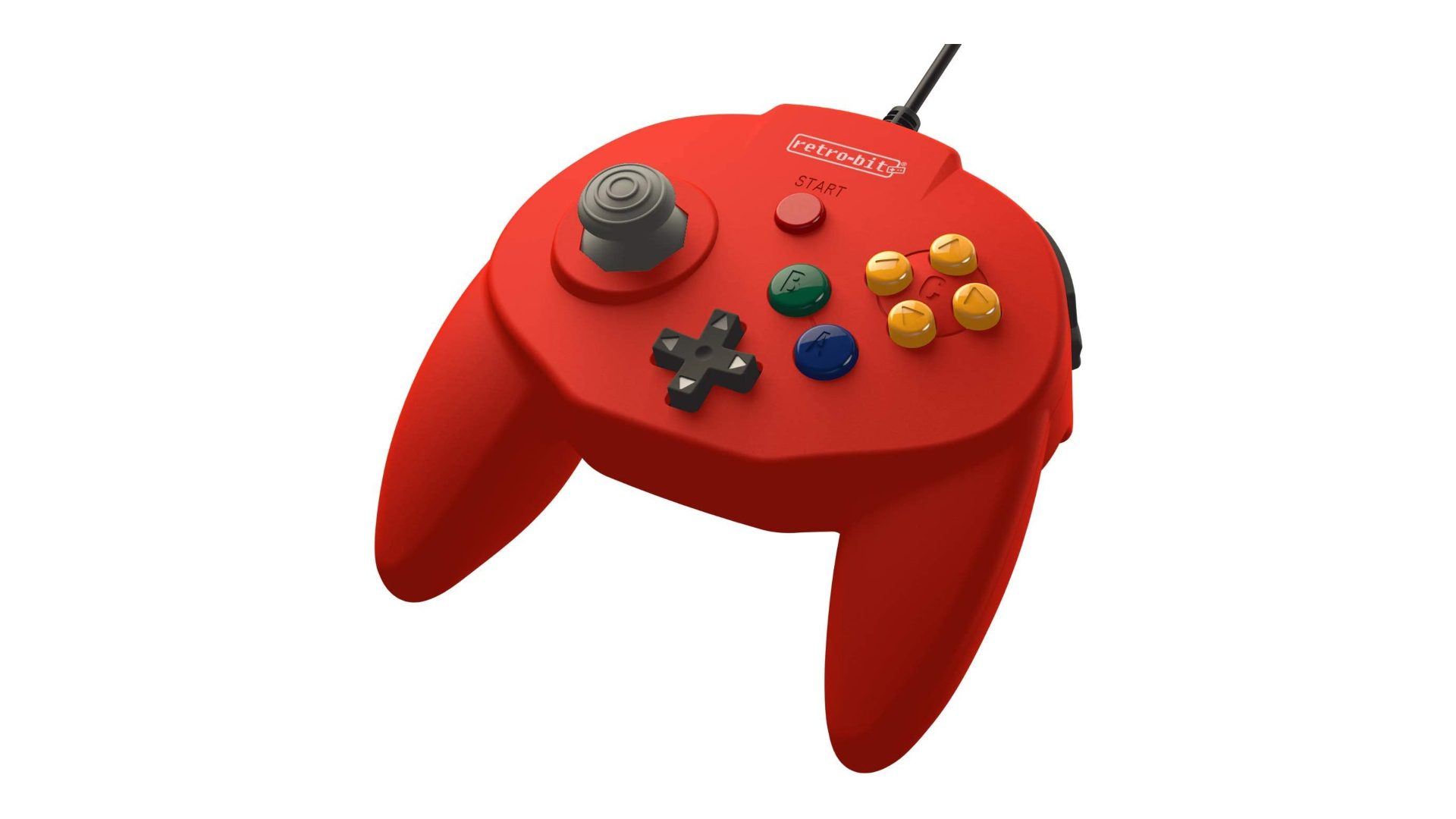 Controle do Nintendo Switch à deriva?  Experimente o Retro-Bit Tribute 64, na foto.  É um controle vermelho que lembra o controle do Nintendo 64, mas sem três alças.