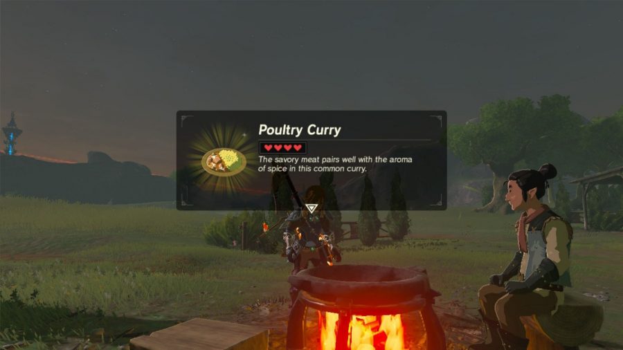 Uma foto da receita BotW para caril de aves.