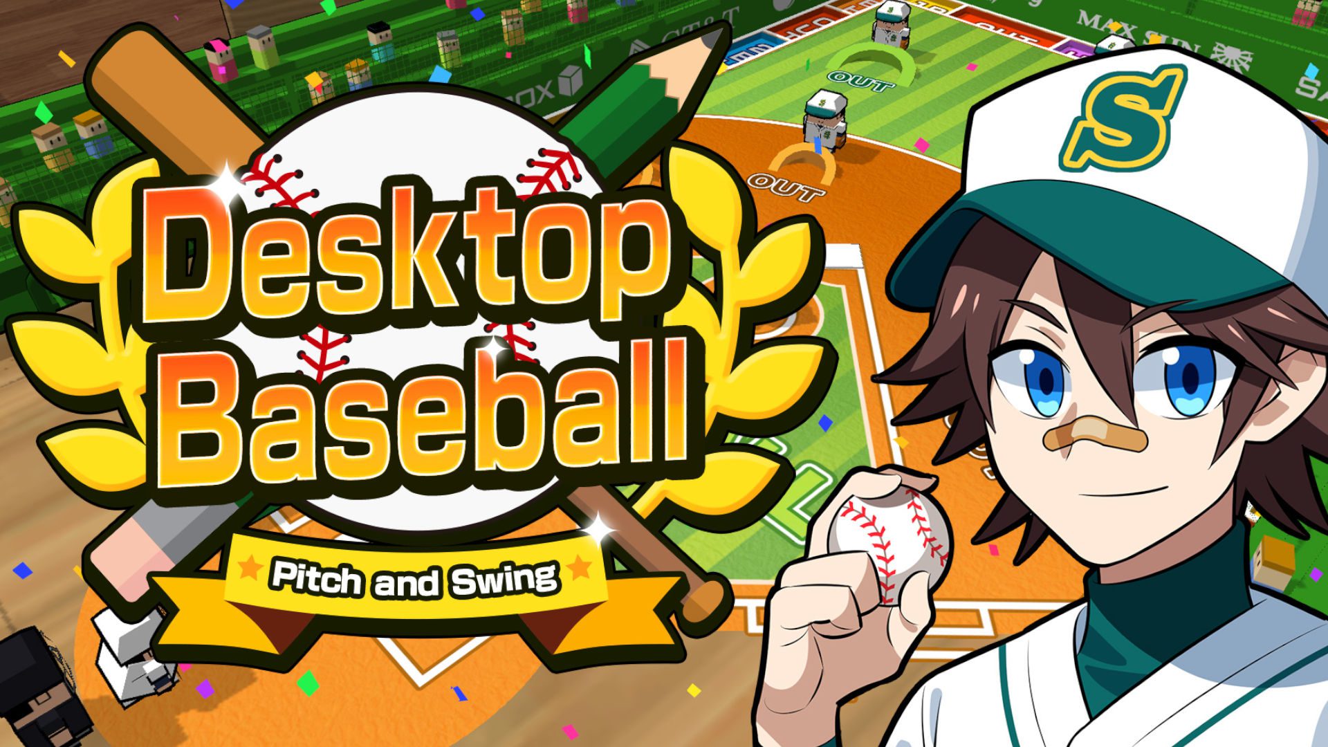 Arte da capa do Desktop Baseball, um dos jogos de beisebol peculiares no Switch