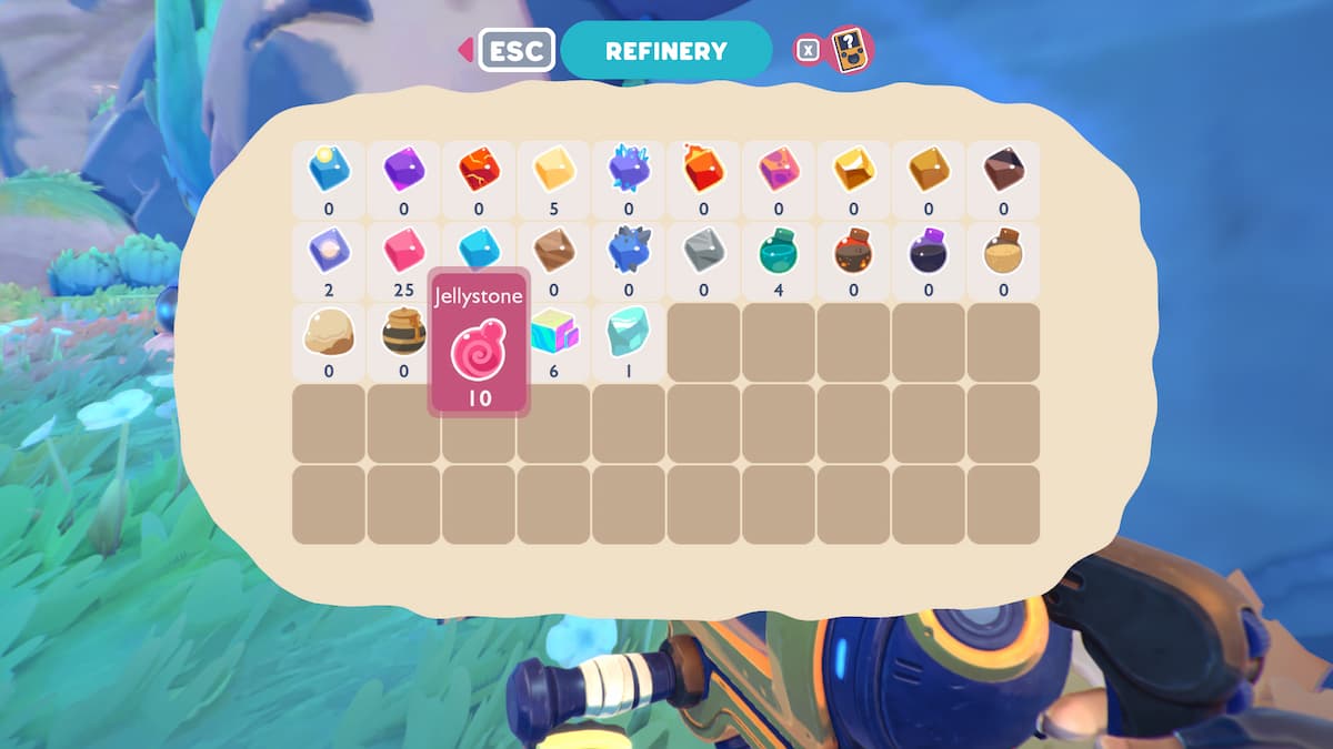 menu de refinaria em slime rancher 2