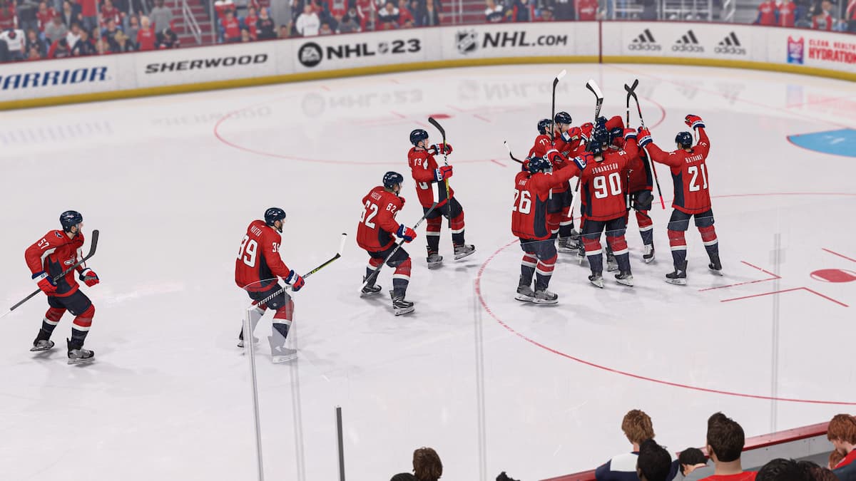 NHL 23 captura de tela da equipe de capitais de Washington