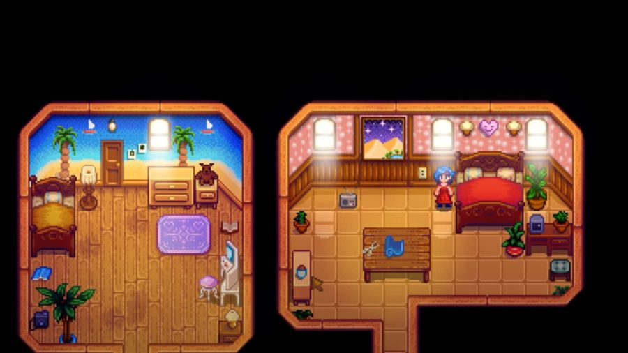 Emily de Stardew Valley dentro de sua casa