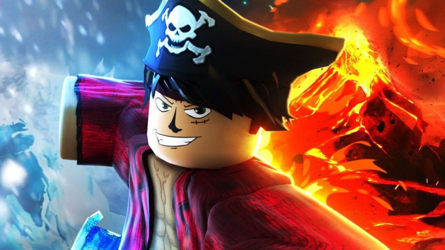 Um homem com um chapéu de pirata do jogo Roblox Box Fruits