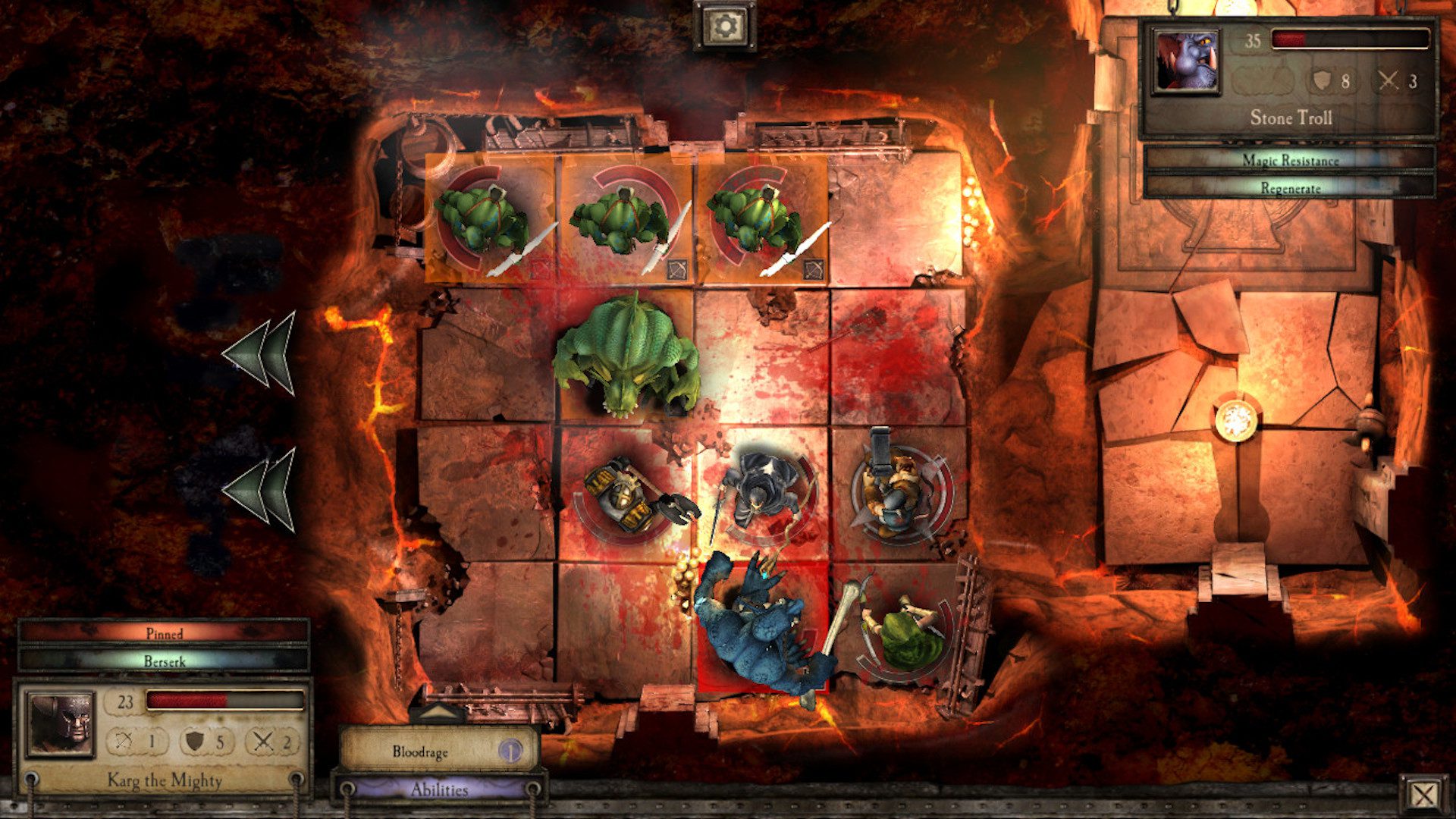 Best mobile RPGs: Warhammer Quest. Image shows a battle laid out on a grid.