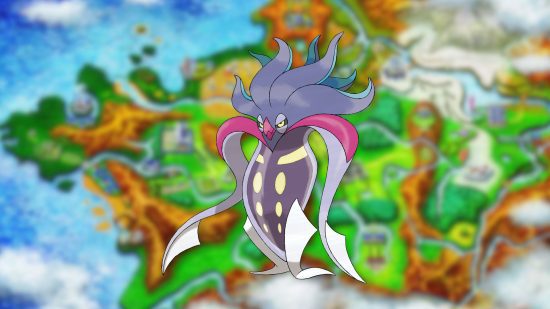 Sprite Malamar sobre o mapa de Kalos para o guia Pokémon gen 6