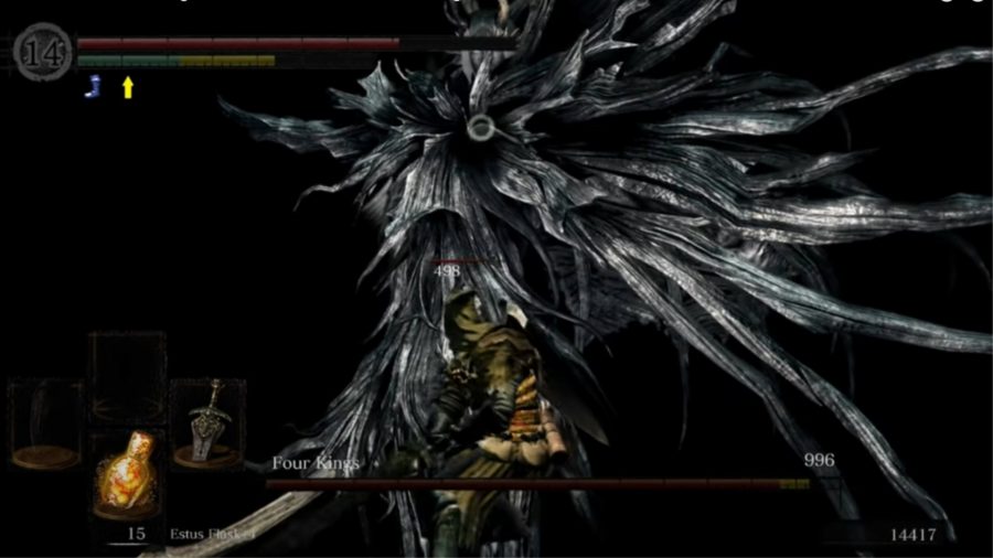 one of Dark Souls' Four Kings fighting the chosen undead