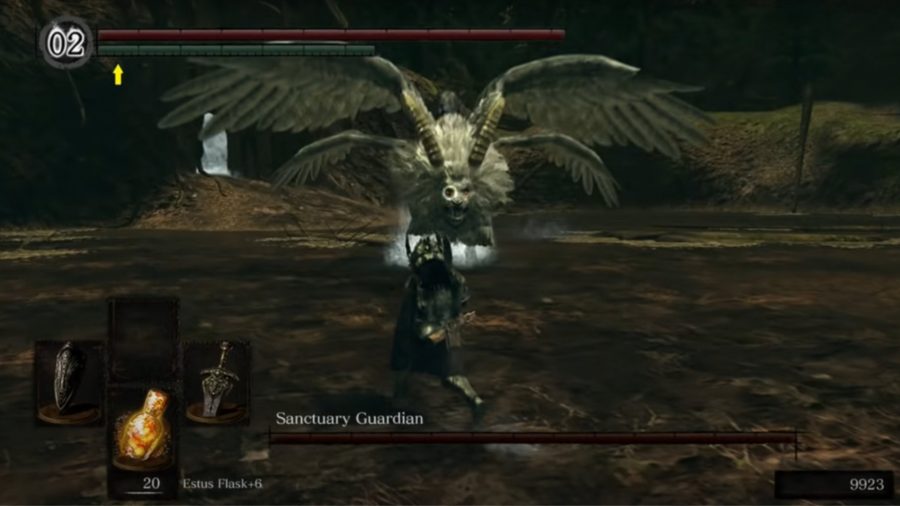 Dark Souls' Sanctuary Guardian charging the chosen undead