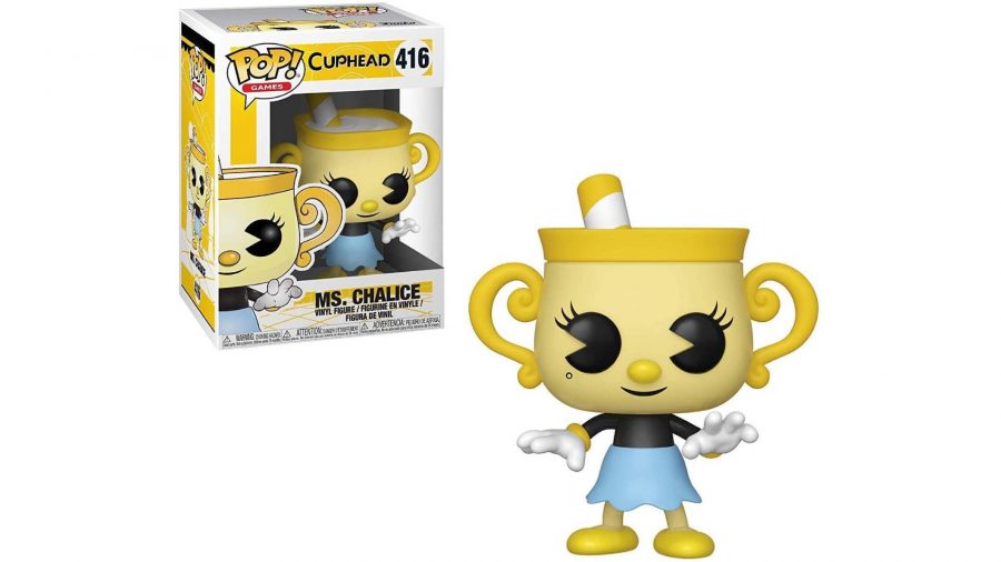 Cuphead Funko Pop: Uma imagem do produto mostra um funko pop de Ms Chalice 