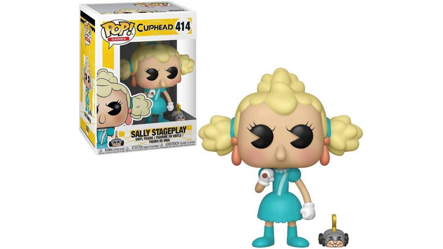 Cuphead Funko Pop: Uma imagem do produto mostra uma figura pop Funko de Sally Stageplay de Cuphead 