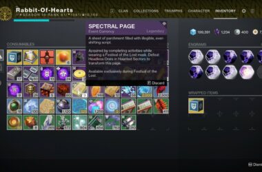 Destiny 2 difference between Spectral Pages and Manifested Pages - Spectral Page in inventory.