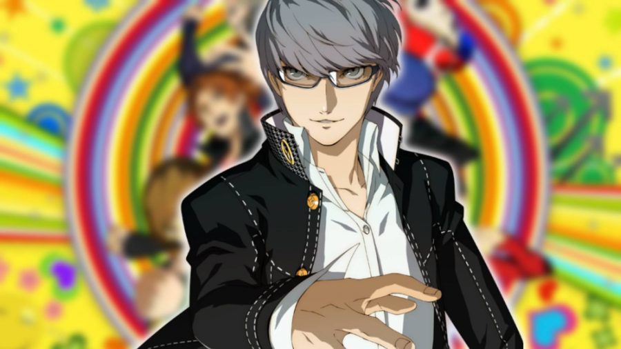 Persona 4 Persona: o protagonista, conhecido por nós Yu, de Persona 4 Golden olha para o espectador 