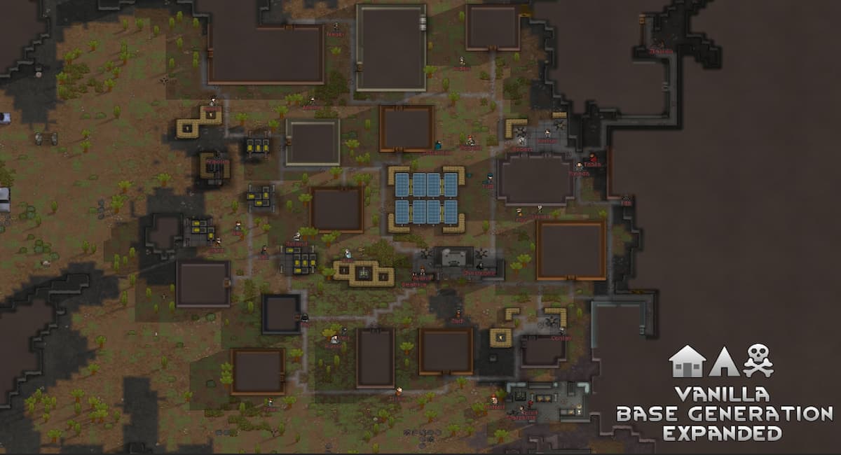 mod expandido de geração de base de baunilha no rimworld