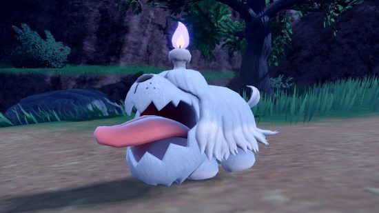 Novo pokemon Greavard, um cão fantasma com chama de vela, para o novo guia Pokemon Scarlet e Violet