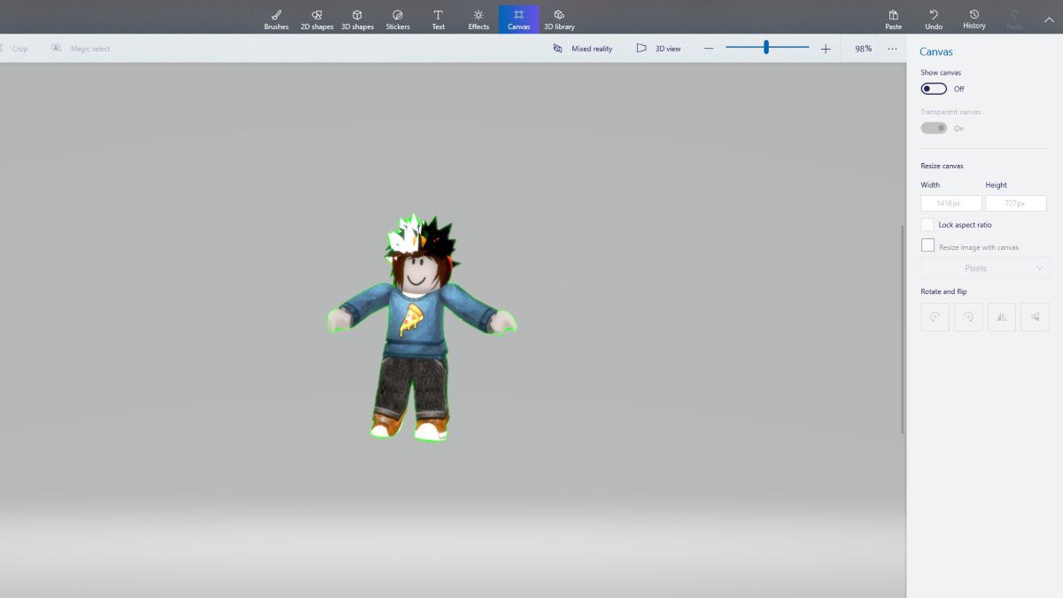 Captura de tela do Roblox no Paint 3D