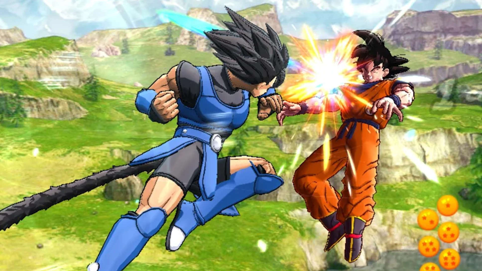 Melhores jogos de gacha: Dragon Ball Legends.  A imagem mostra Goku em batalha.