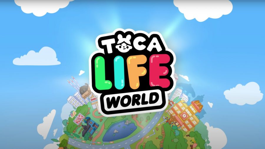 O logotipo do Toca Life World contra um céu azul