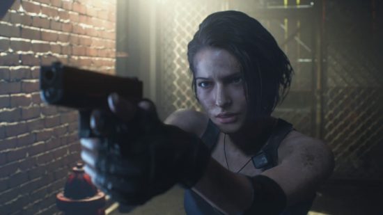 Jill de Resident Evil estava em um beco apontando sua arma