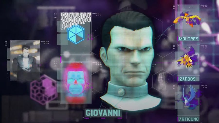 Giovanni de Pokémon Go ao lado de Moltres, Zapdos e Articuno