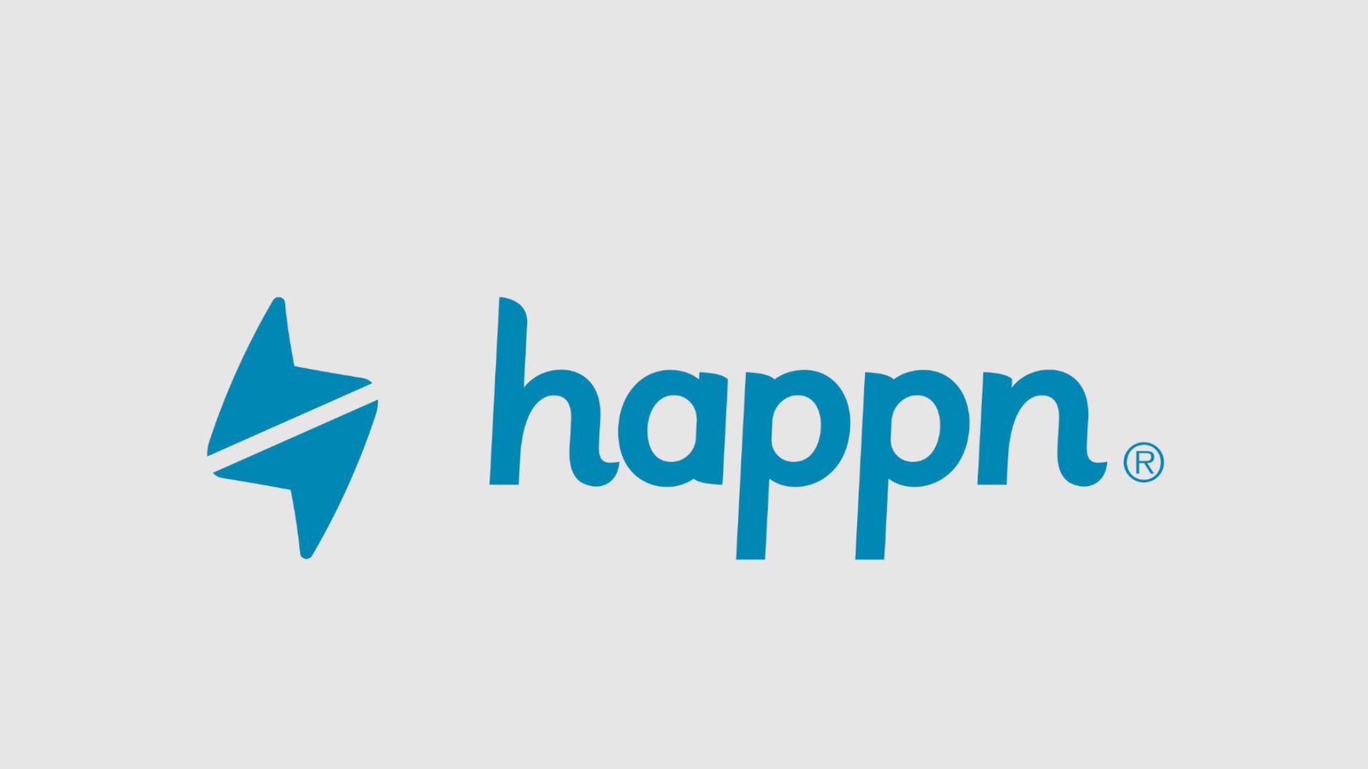 Os melhores aplicativos de namoro - o logotipo azul do happn em um fundo cinza