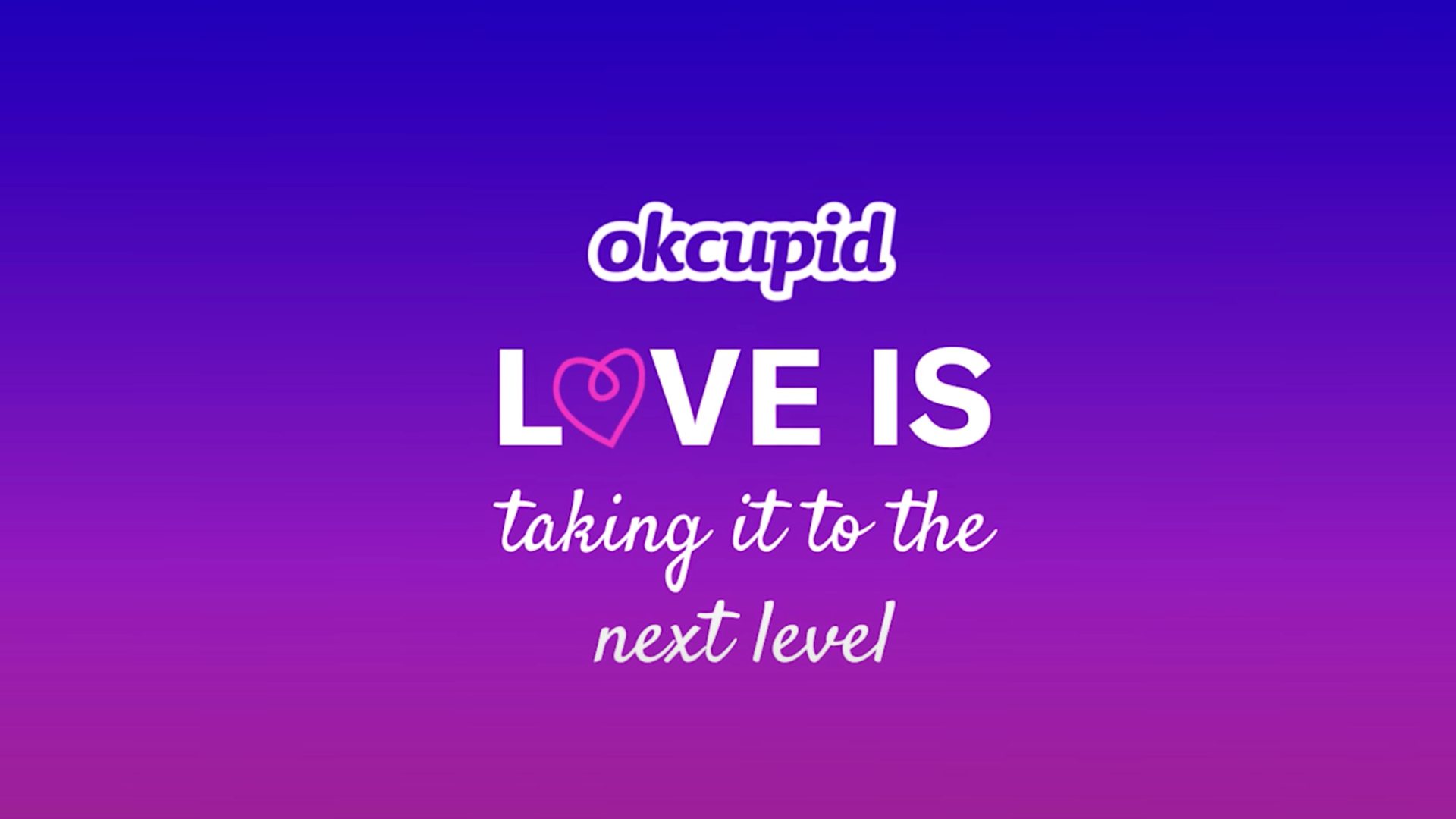 Os melhores aplicativos de namoro - o logotipo do OK Cupid em um fundo azul que se desvanece para o povo