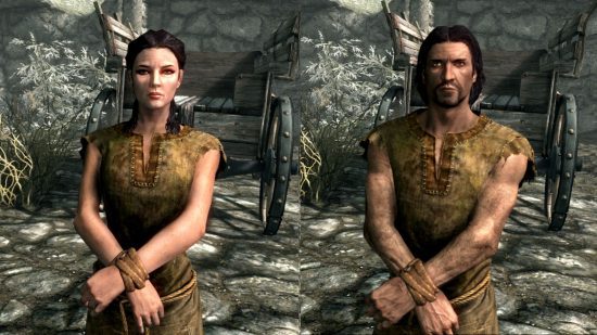 Corridas de Skyrim - um imperial masculino e feminino