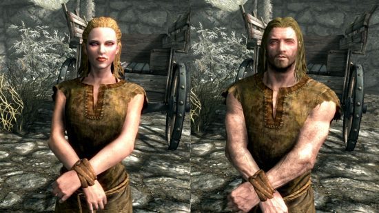 Corridas de Skyrim - um nórdico masculino e feminino