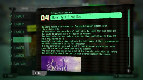 Texto de um Splatoon 3 Alterna Log