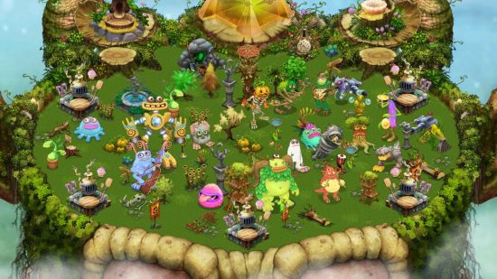 My Singing Monsters Plant Island cheia de monstros