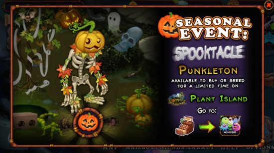 Evento sazonal My Singing Monsters Plant Island Spooktacle