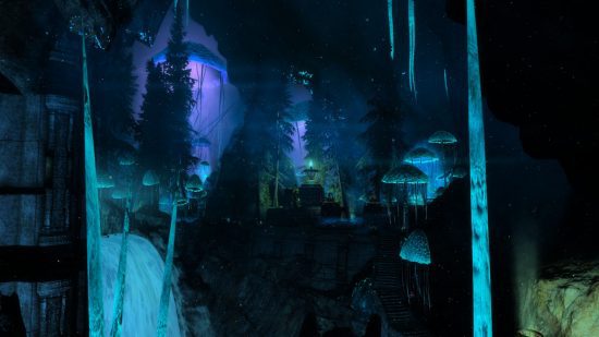 Captura de tela do mod de floresta mágica Skyrim Blackreach