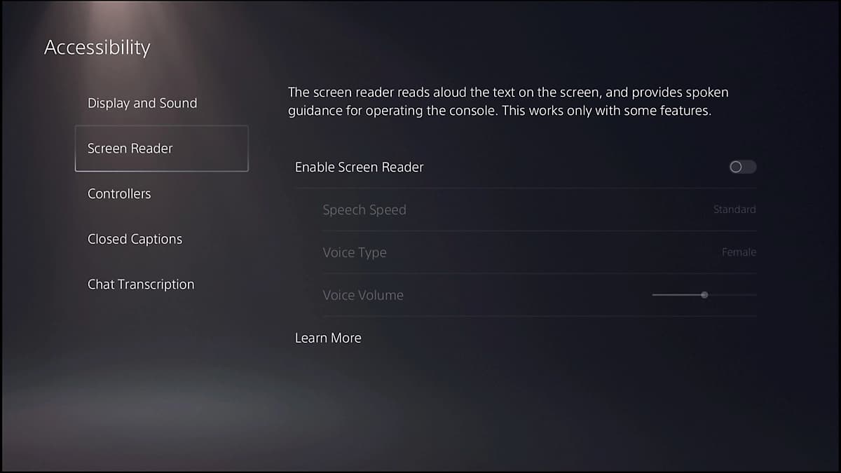 Como desativar a leitura de voz no PS5?  definições