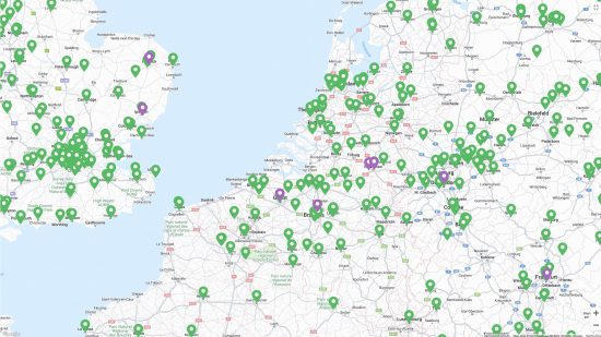 Mapa do Pokémon Go - o mapa do Dia Comunitário mostrando locais na Europa