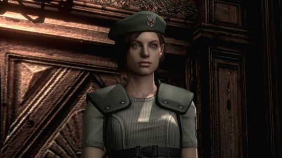 Personagens de Resident Evil: uma captura de tela mostra vários membros do Stars na Mansão Spencer