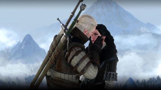 The Witcher 3 wallpaper Geralt acariciando o rosto de Yennefer