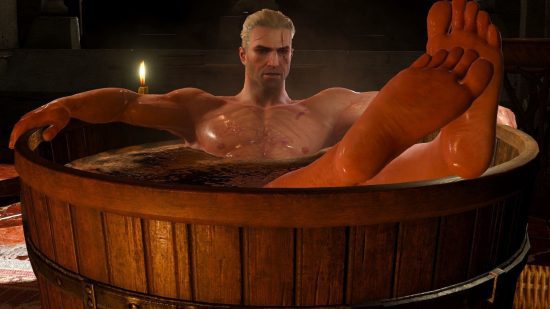 The Witcher 3 papel de parede Geralt na banheira