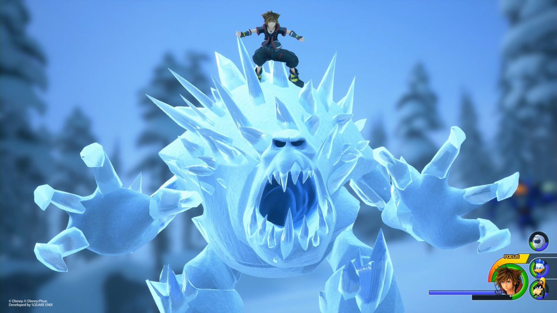 Screenshot of Sora riding Marshmallow