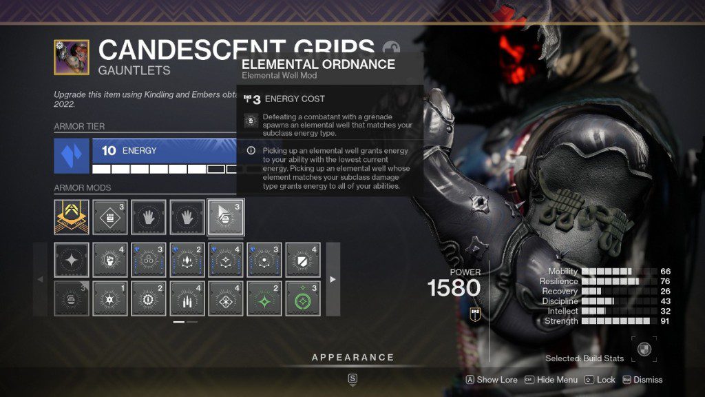 Destiny 2 top 15 mods de armadura - Elemental Ordnance no inventário.