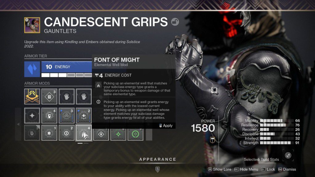 Destiny 2 top 15 mods de armadura - Font of Might no inventário.