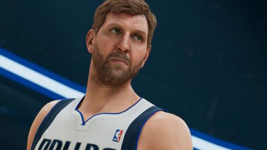 Um jogador de basquete da NBA 2K22 com uma barba castanha clara e cabelos castanhos curtos.  Eles parecem quase descontentes.