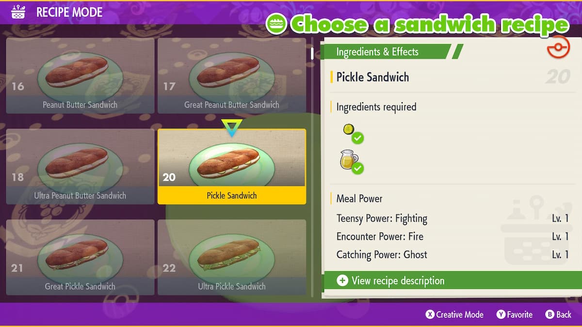 sanduíche de picles de violeta escarlate pokémon