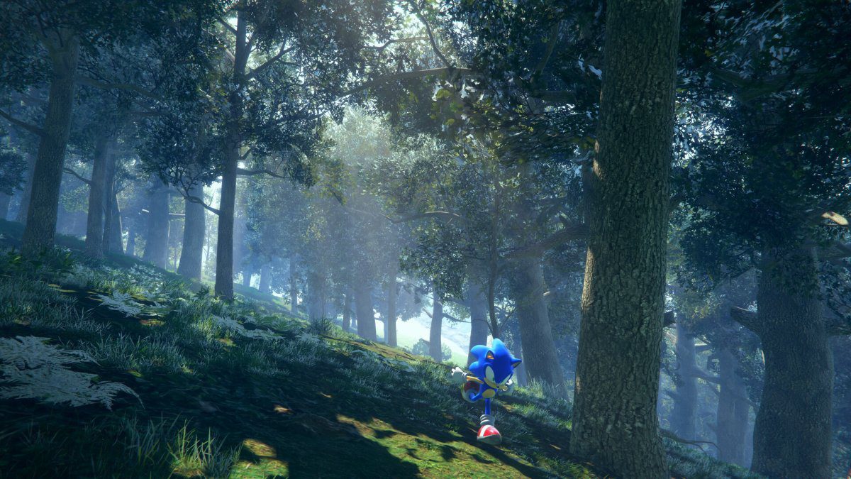 Sonic correndo pela floresta