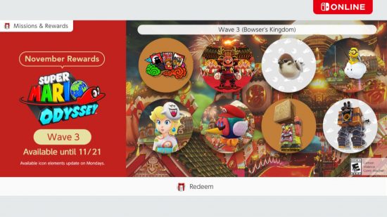 Captura de tela dos ícones do Mario Odyssey atualmente em oferta