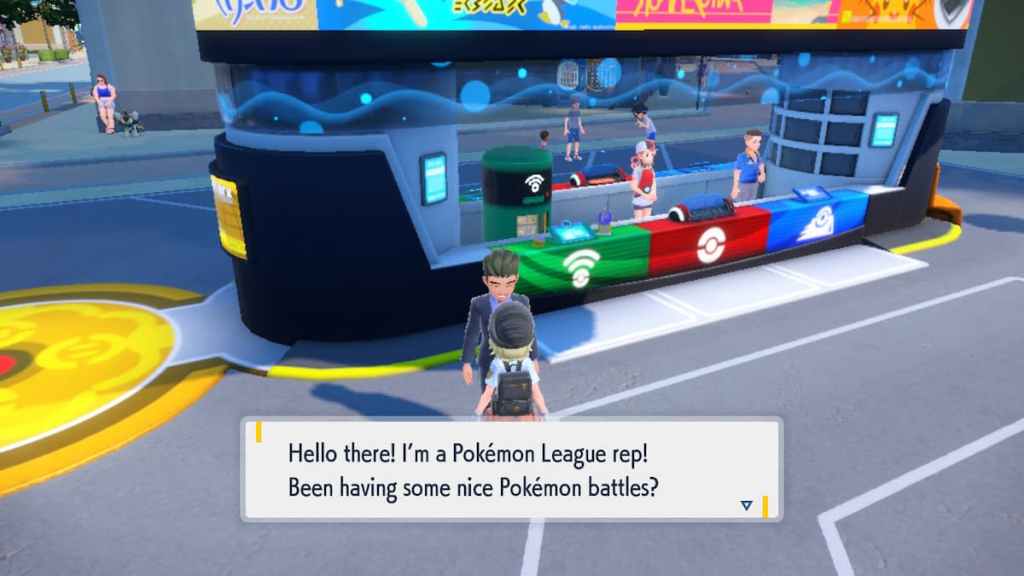 Conversando com um Representante da Liga Pokémon em Pokémon Scarlet e Violet