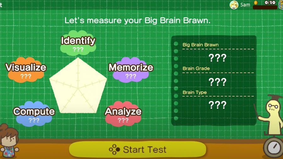Alguém prestes a começar um teste na Big Brain Academy