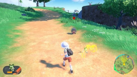 Pokemon Scarlet e Violet vamos lá: um treinador vagueia por Paldea enquanto seus Pokémon lutam por conta própria